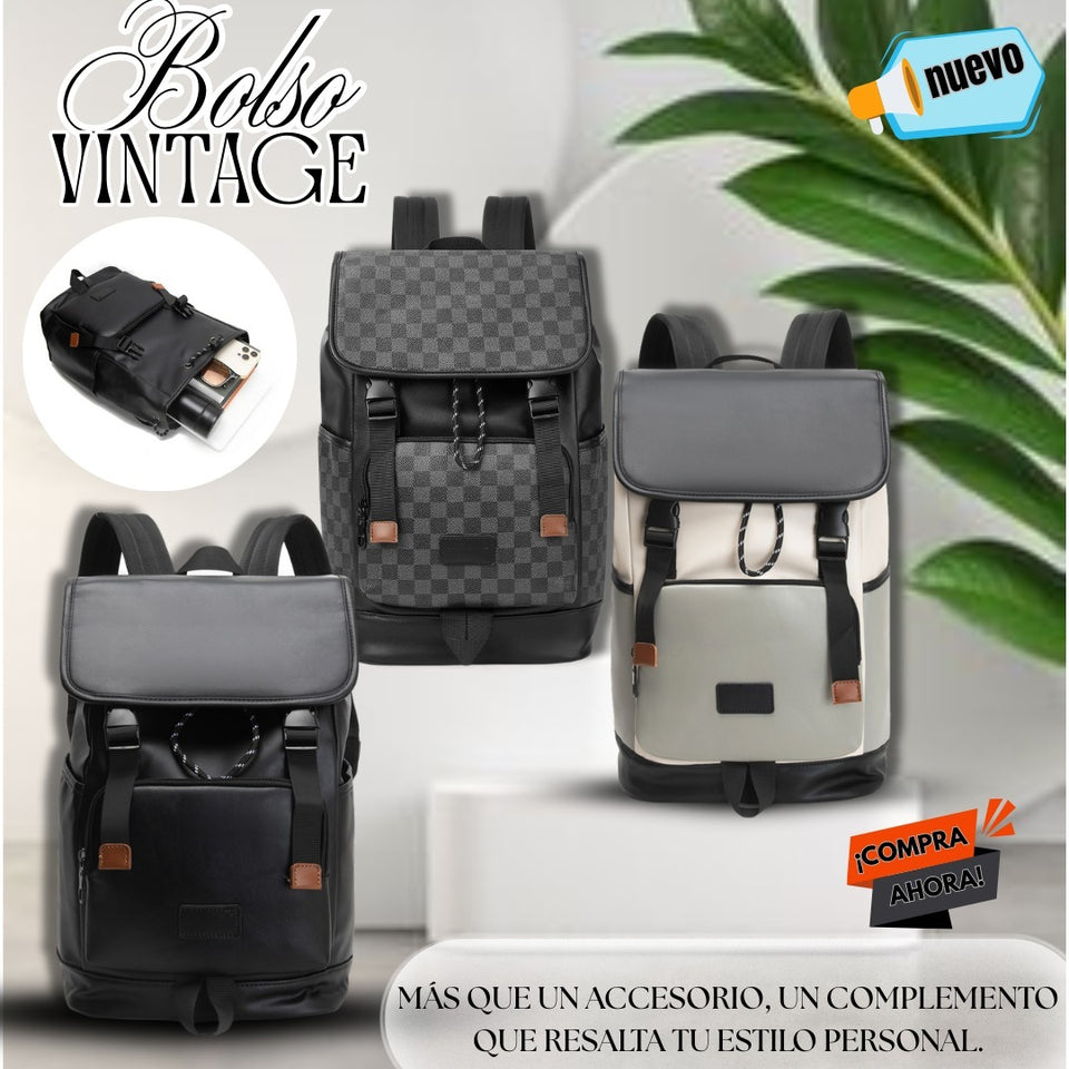 Mochila Vingtage De Cuero Elegante