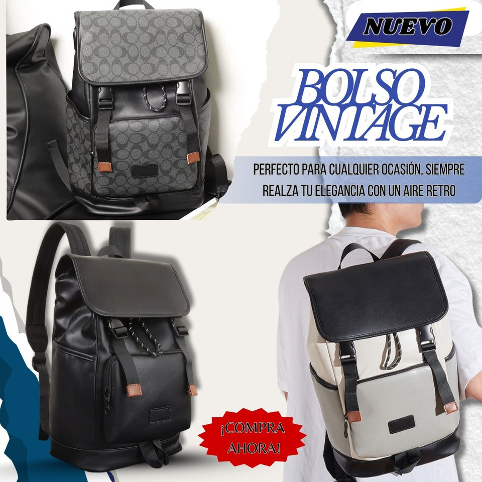 Mochila Vingtage De Cuero Elegante