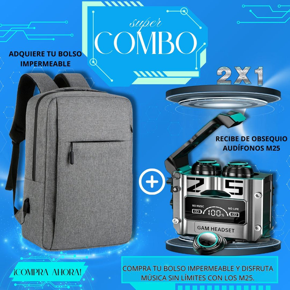 combo ejecutivo  bolso + audifonos m25