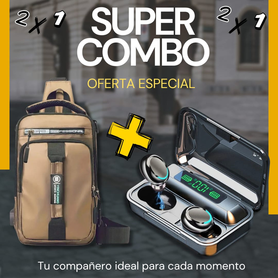 COMBO TACTICO | Bolso Táctico Adventure - Audífonos F9