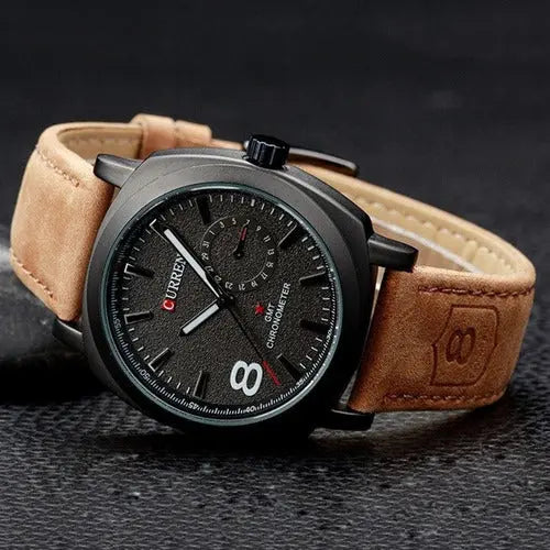 Reloj Hombres Moda Casual Marca Curren 8139 Correa De Cuero - tendenciaglobalimport